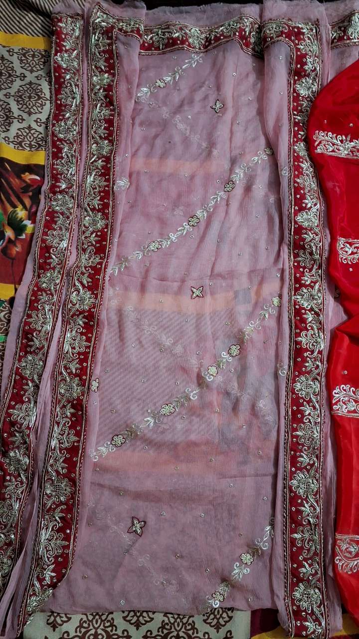 Pink Zardozi Dupatta